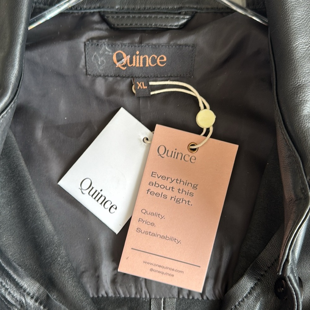Quince NWT 100% Leather Black Shirt Jacket Size XL - Picture 3 of 4